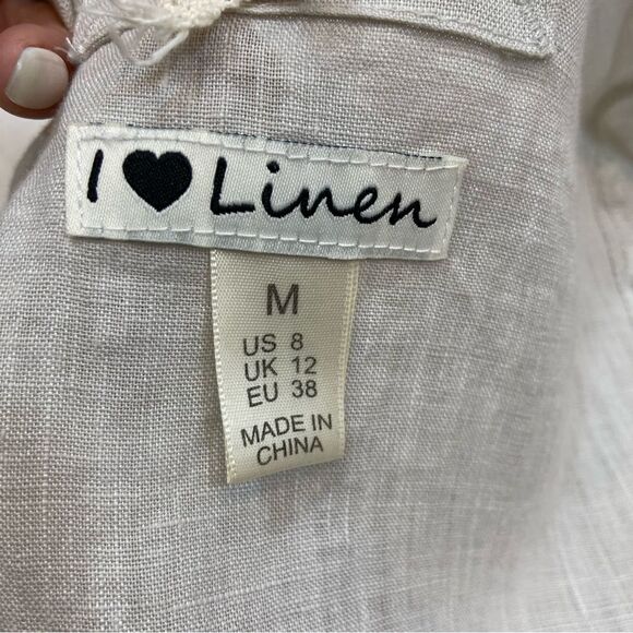 Malvin Brand Linen Tunic Blouse Oatmeal Grey Size 8 Long Sleeves - Picture 7 of 10